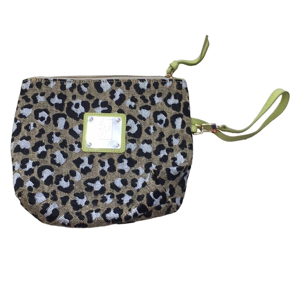 Renato Minelli leopard print woven zipper clutch purse
